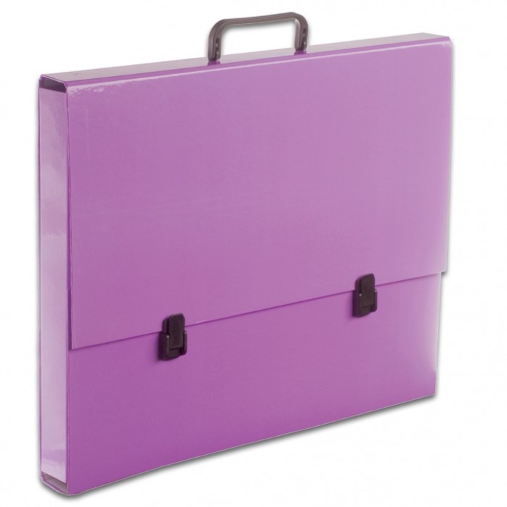 Папка с дръжка, Penmate, Картон, 5 см, Лилав