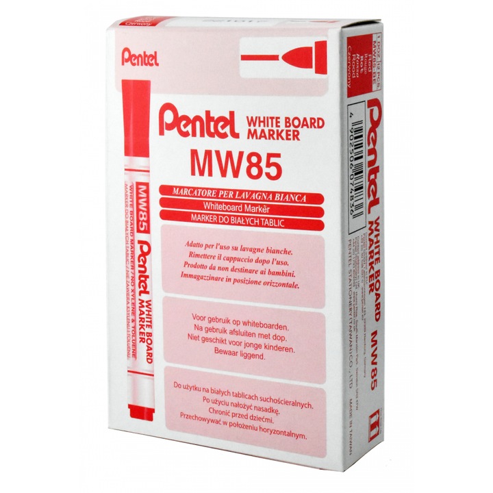 Комплект 21 маркера за сухо изтриване, Pentel, червен