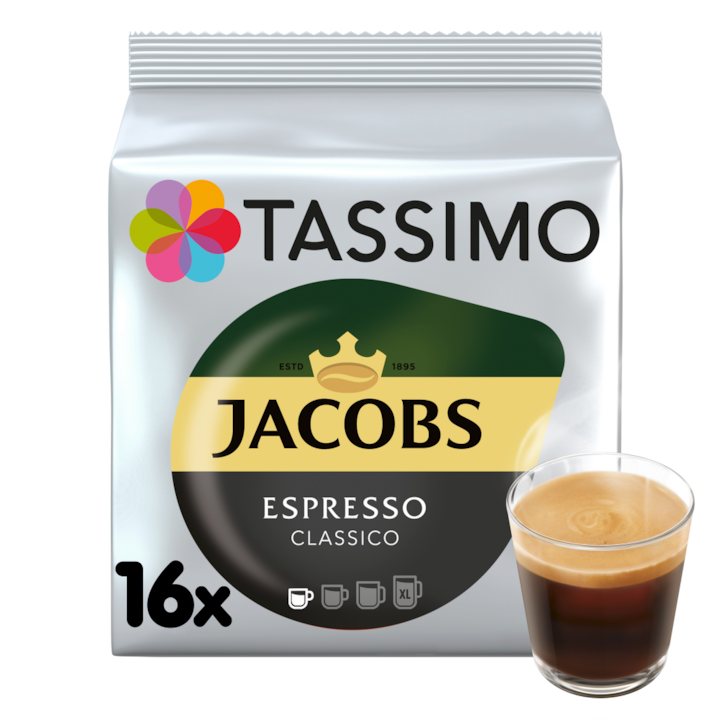 Cafea macinata, Tassimo, Jacobs Espresso Classico, 118.4 G, 16 capsule