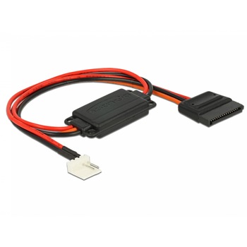 Cablu de alimentare conversie voltaj Floppy 4 pini 5V la SATA 15 pini 3.3V + 5V T-M, Delock 62906 Cablu de alimentare conversie voltaj Floppy 4 pini 5V la SATA 15 pini 3.3V + 5V T-M, Delock 62906