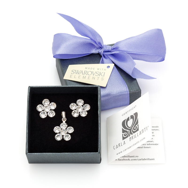 Set Ambra , pandantiv si cercei cu cristale Swarovski