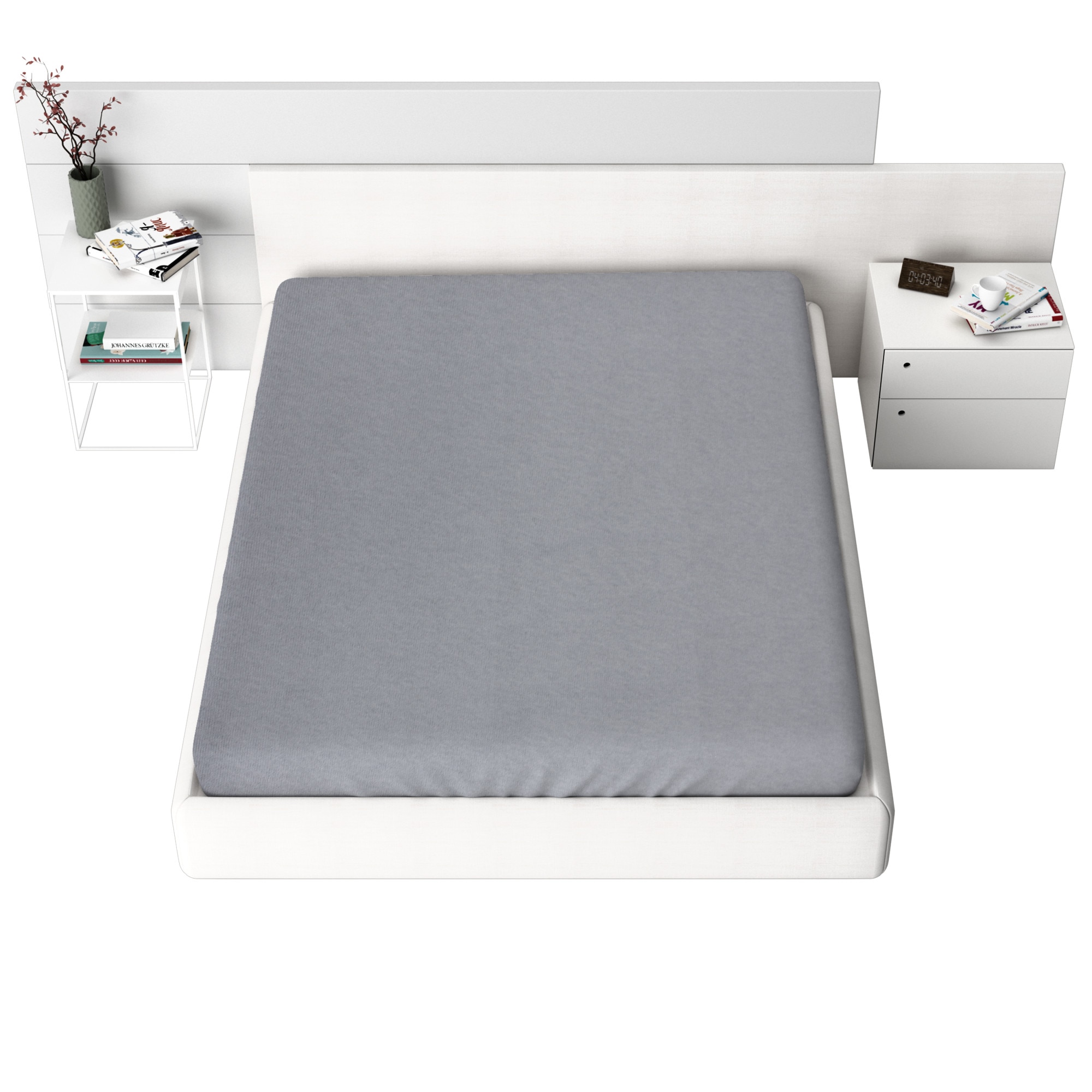 Cearceaf de pat Jersey cu elastic 120x200 cm, Gri