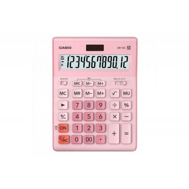 Calculator birou Casio GR-12C-PK, 12 cifre, roz, 155x209mm - eMAG.ro