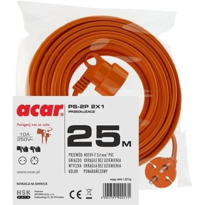 Удължителен кабел, HSK DATA, 25м, Оранжев