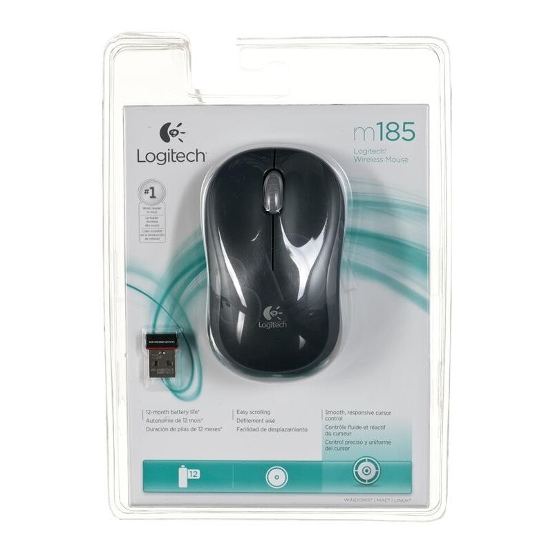 Mouse, Logitech, Model M185 910-002235, optic, 1000 DPI, culoare gri