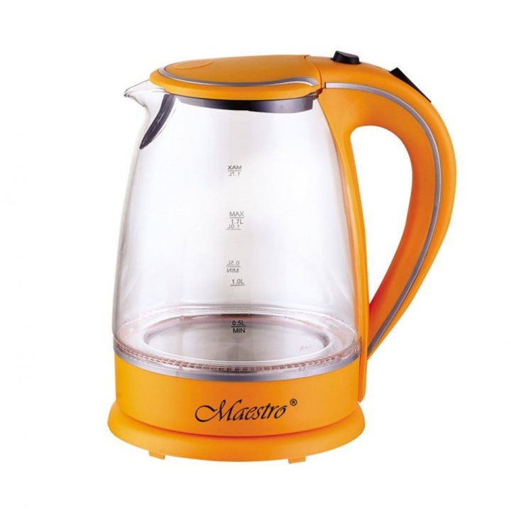 Fierbator MAESTRO MR-064, 1.7L, 2000W, control tactil, transparent-portocaliu, 155x205x225mm
