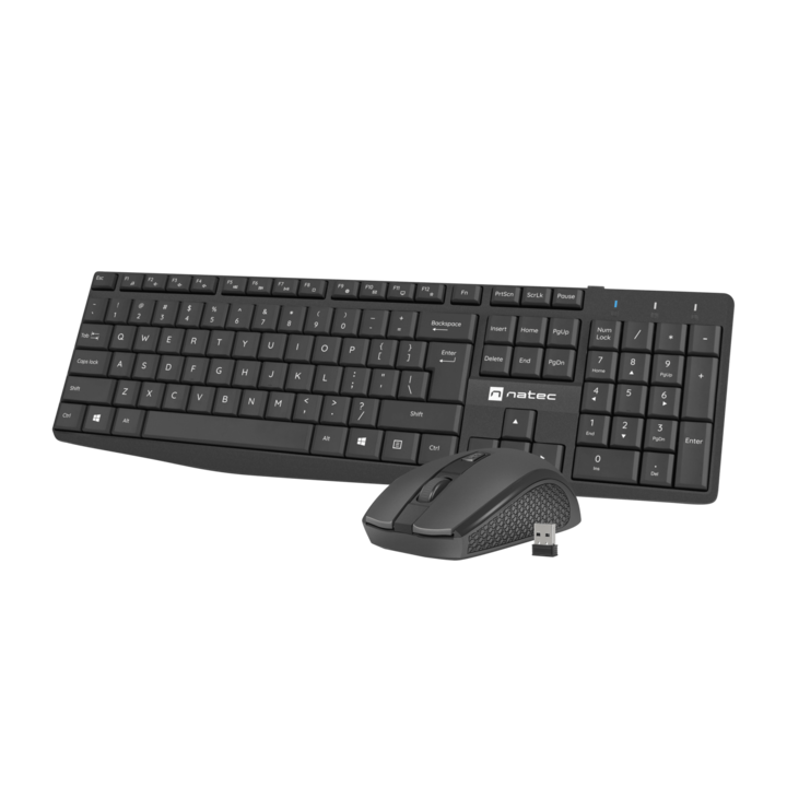 Natec Squid Wireless Billentyűzet + Egér - Fekete (US) (NZB-1989)