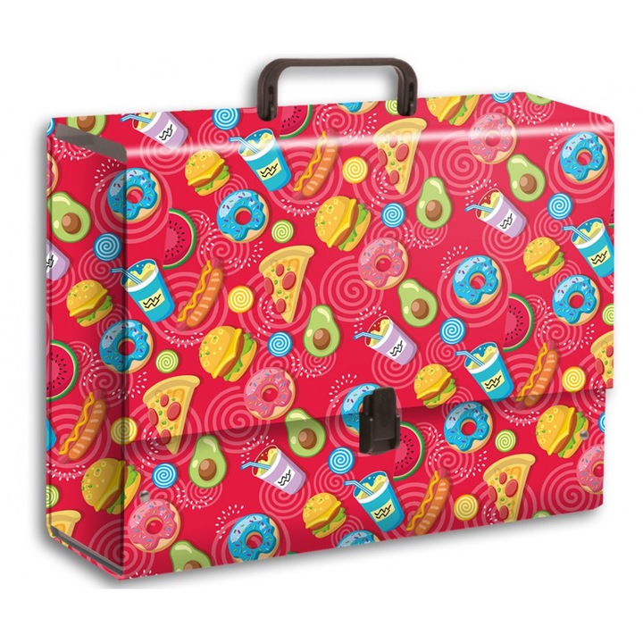 Mapa cu maner B4 Jumbo, Penmate, Carton, Multicolor, 36 x 25,5 x 10 cm