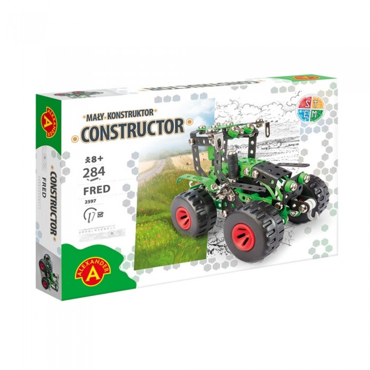 Set de construit tractor, Alexander, 284 piese, 8+, Multicolor