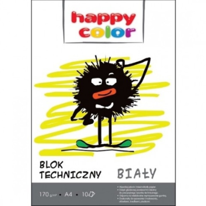 Bloc desen tehnic alb, HAPPY COLOR, A4, 170g, 20 coli, Mulicolor