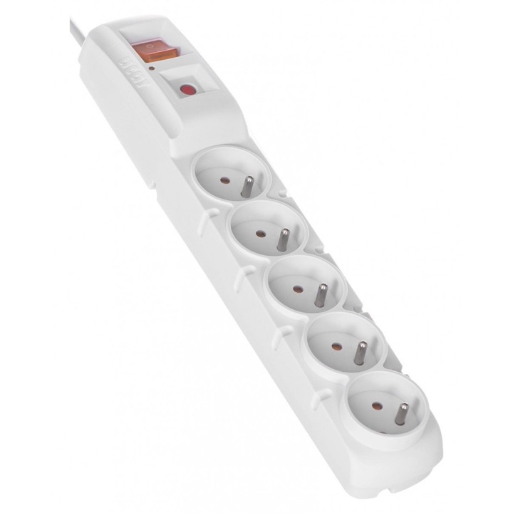 Удължител HSK Data, Пластмаса, 2300 W, 10 A, Бял