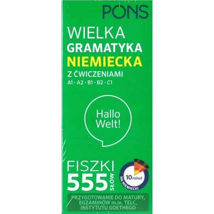 Flash cards pentru gramatica in limba germana, Pons, A1-C1, 555 bucati, Poloneza
