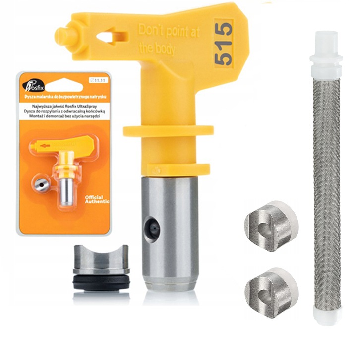 Duza de vopsit Rosfix pentru unitatea 515 + Duza/garnitura capac Rosfix Duza + Filtru degete alb 60 ochiuri pentru unitatea de vopsit 1 buc.