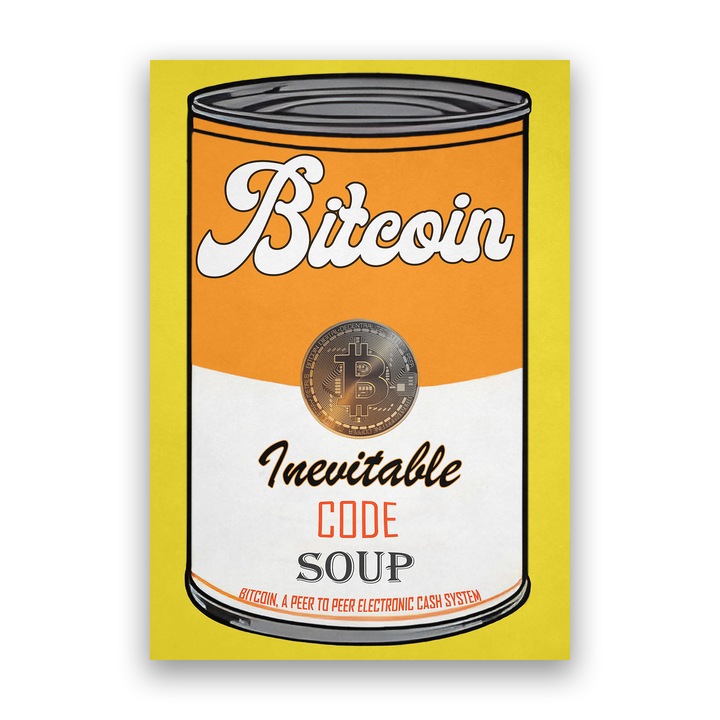 Първокласна картина на платно, LuxCanva® A1030, Bitcoin, 35 X 50 CM, 100% памучно платно 400g/m2, дървена рамка, декоративна, криптовалута, BTC, мотивираща, живи цветове