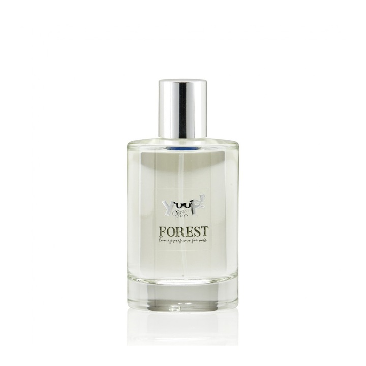 Parfüm kutyáknak és macskáknak Yuup!, a fenyőfa, a páfrány és a fehér pézsma kitartó jegyei a vetiver és a pacsuli intenzitásával kombinálva, Forest, 100 ml