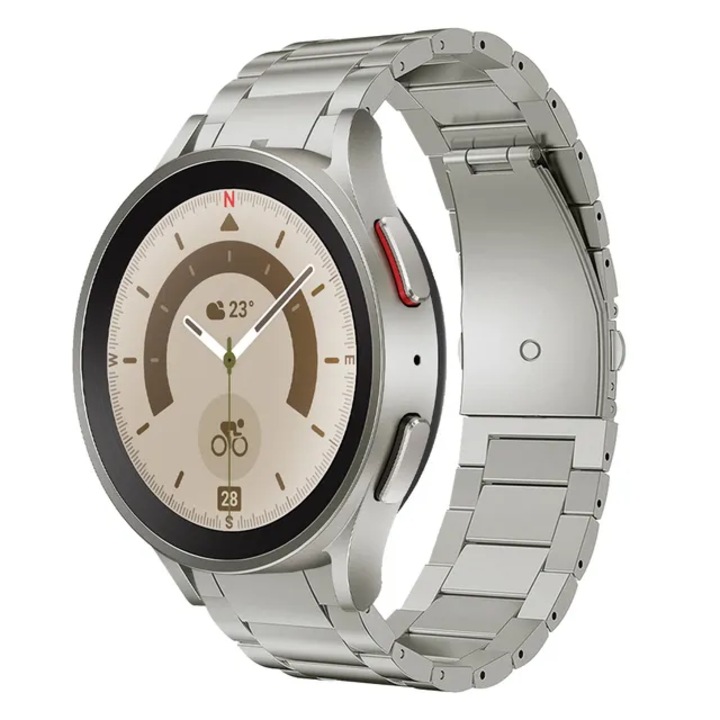 Curea Titan, MTP Titanium Band, Compatibila Samsung Galaxy Watch 5, 40mm, Model Super Usor, Titanium Gray