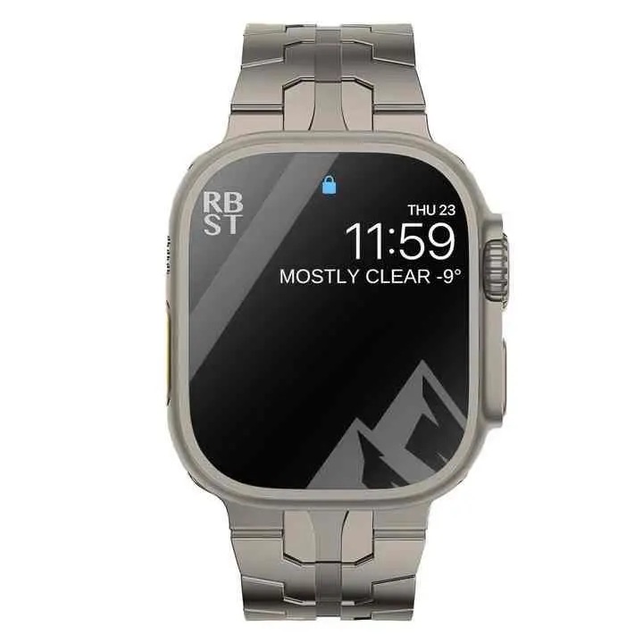 Curea Titan, MTP Titanium Band, compatibila Apple Watch 7/8, Model Super Usor, Y Link, 45 mm, Titanium
