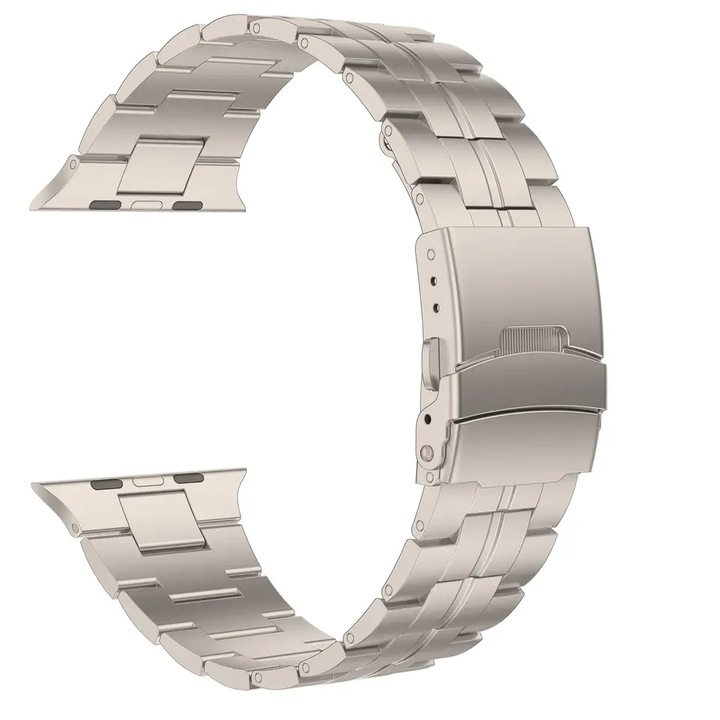 Curea Titan, MTP Titanium Band, compatibila Apple Watch 1/2/3/4/5/6/SE, Model Super Usor, Split Link, 44 mm, Silver