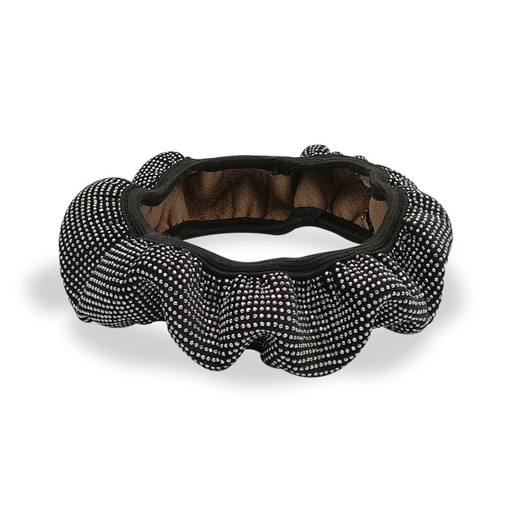 Kormányvédő, strasszköves, textil szegéllyel, ezüst, 38 cm