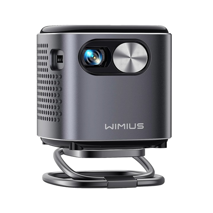 DLP мини преносим видео проектор с вградена 3400 mAh батерия, Android TV, WiFi 5G, Bluetooth, корекция на трапецовидно изкривяване, 1080P, HDMI, сензорни бутони, Wimius Q2