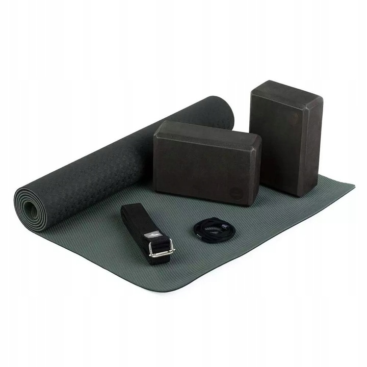 Set de yoga, Bodhi Yoga, covoras/curea/paduri/sac, negru