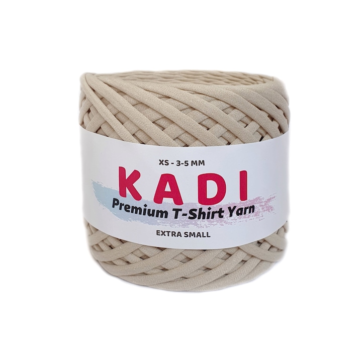 Banda textila pentru crosetat, KaDi Premium Extra Small, 3-5 mm, 110 m, culoare Sahara
