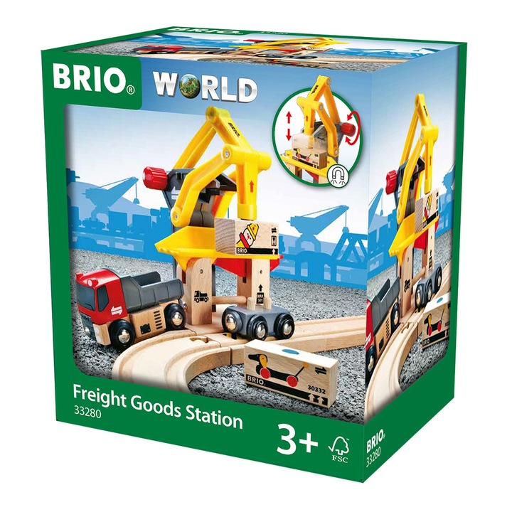 Комплект за игра Brio - Станция за товарни превозни средства