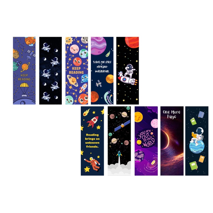 Set 10 bucati semne de carte cu spatiu cosmic v1