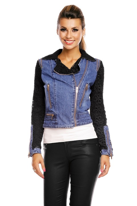 Női farmer csipkedzseki, Kék