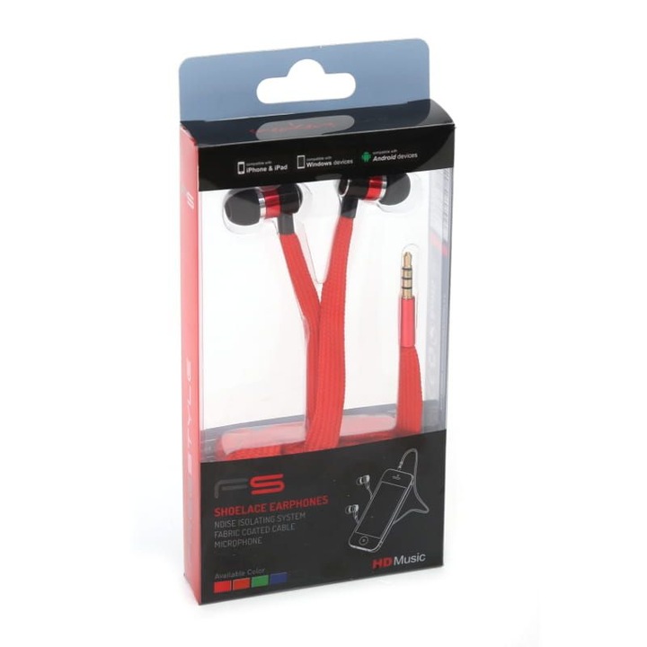 Platinet Omega FreeStyle Shoelace Headset Red, 175985, Mikrofon/Fülhallgató