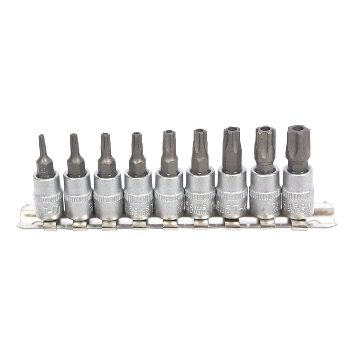 Set torx, KROFTOOLS, 5 laturi pentru debitmetru, 1/4, 9 piese, T10-T50