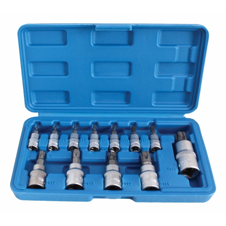 Fúrófej készlet, SATRA, torx bitek furattal, TX8-TX60, 13 darab