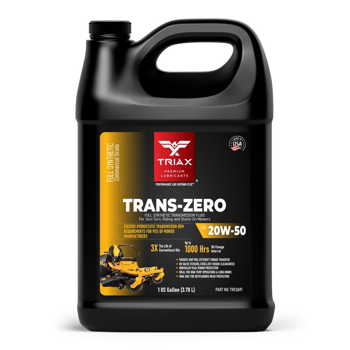 Hidrosztatikus hajtóműolaj fűnyírókhoz, TRIAX Trans Zero 20W-50 teljesen szintetikus, 3,78L