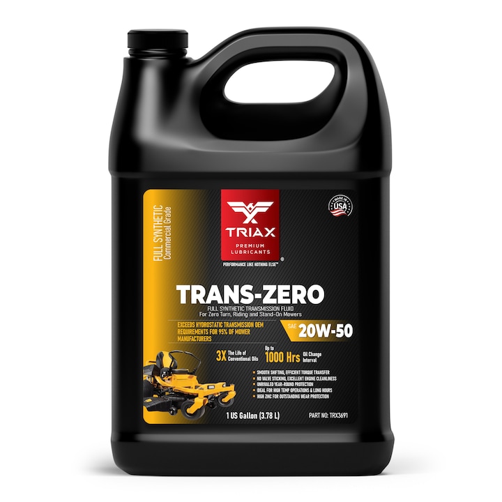 Ulei de transmisie hidrostatica pentru masini de tuns iarba, TRIAX Trans Zero 20W-50 full sintetic, 3.78L