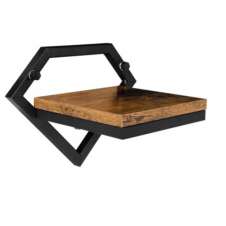 Рафт GOCKOWIAK, окачена на стена, за растения и цветя, кафява, черна, 19 x 25,5 X 18,5 см