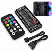 Hub controler ARGB, JESWO®, 2-in-1, Hub 5V 3Pin, Echipat cu o telecomanda, Porturi multiple, Negru