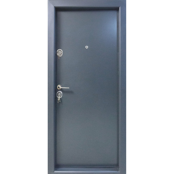 Usa metalica de exterior din compozit cu izolatie si vizor Novo Doors First Class NDS13, Deschidere Dreapta, Dimensiune 200X88 cm, Izolatie cu vata bazaltica, Tabla 12 mm, Gri Antracit