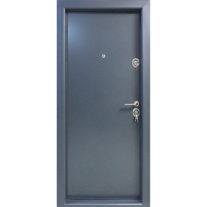 Usa metalica de exterior din compozit cu izolatie si vizor Novo Doors First Class NDS13, Deschidere Stanga, Dimensiune 200X88 cm, Izolatie cu vata bazaltica, Tabla 12 mm, Gri Antracit