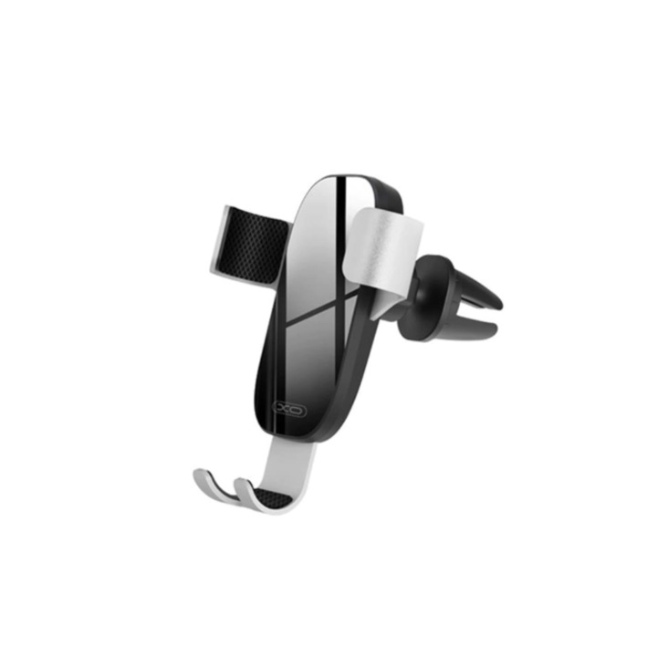 Készülékekkel kompatibilis univerzális autós támaszték, szellőzőrácsba rögzíthető, Fekete