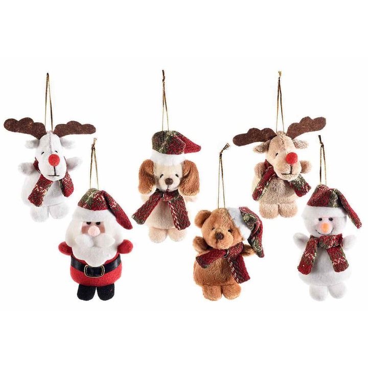 Set 12 ornamente brad Craciun textil 6x4x10 cm