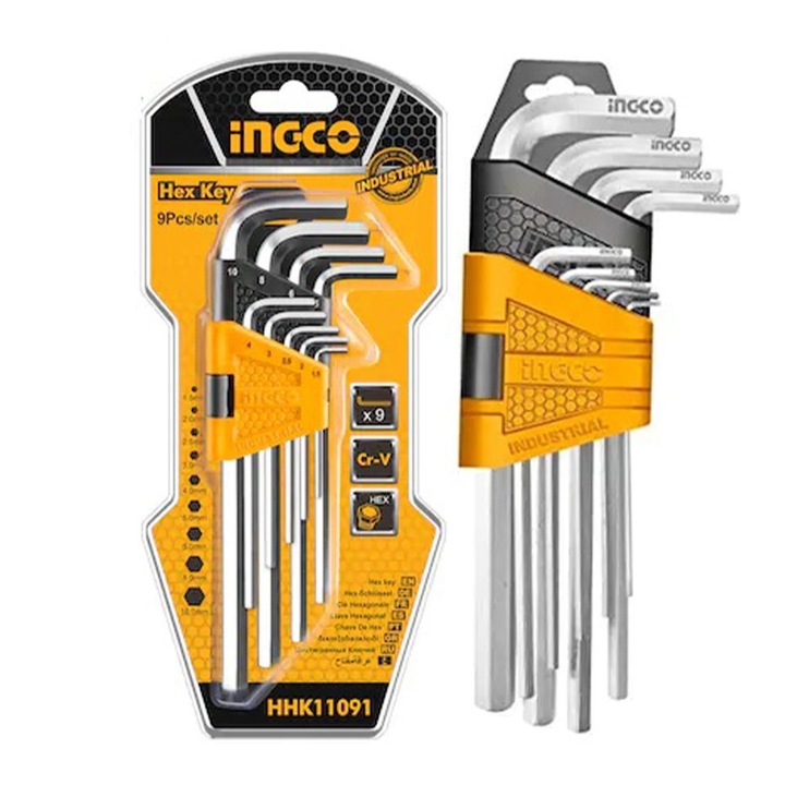 Set 9 chei, INGCO, lungi imbus, tip l cu suport