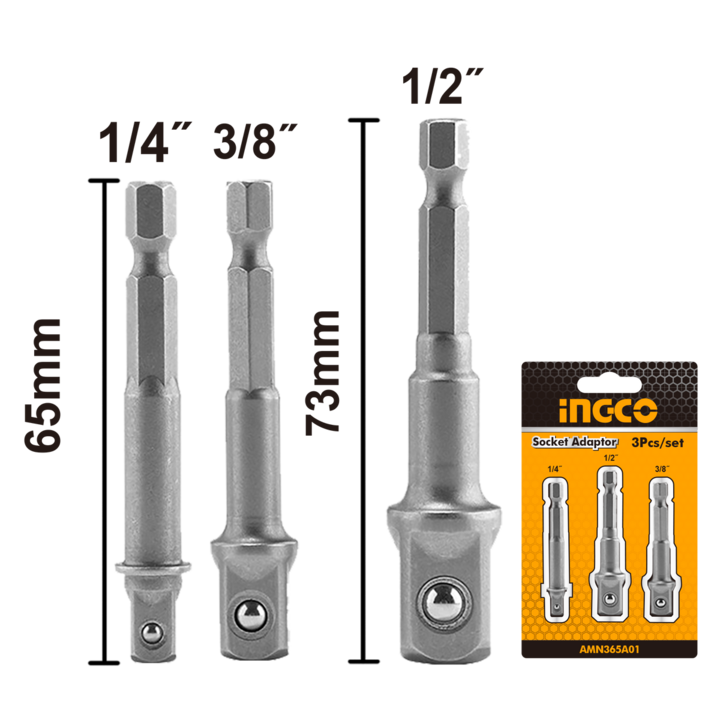 Комплект магнитни адаптери, INGCO, За тръбни накрайници, 1/4, 3/8, 1/2