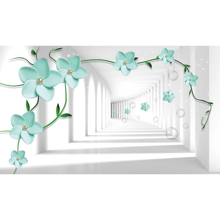 Tablou Canvas, Flori Verzi Si Holul Alb - 40 x 30 cm