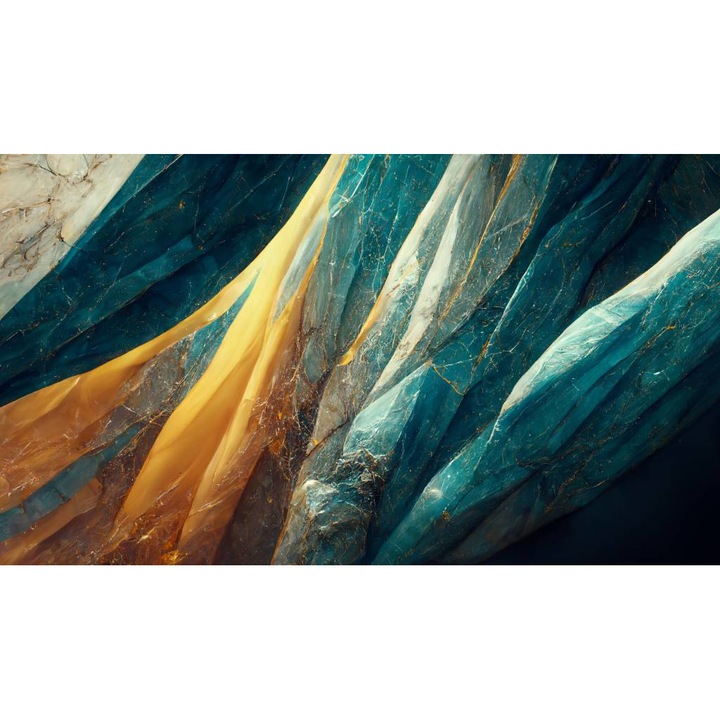 PVC tapéta, kék és sárga márvány, 240x180 cm