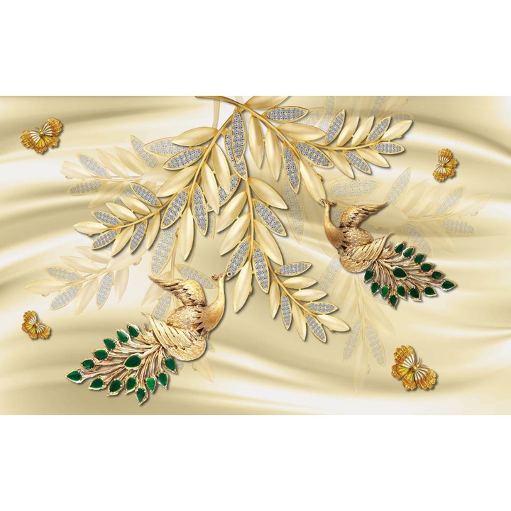 Tablou Canvas, Pasari Aurii Si Pietre Pretioase 3 - 40 x 30 cm