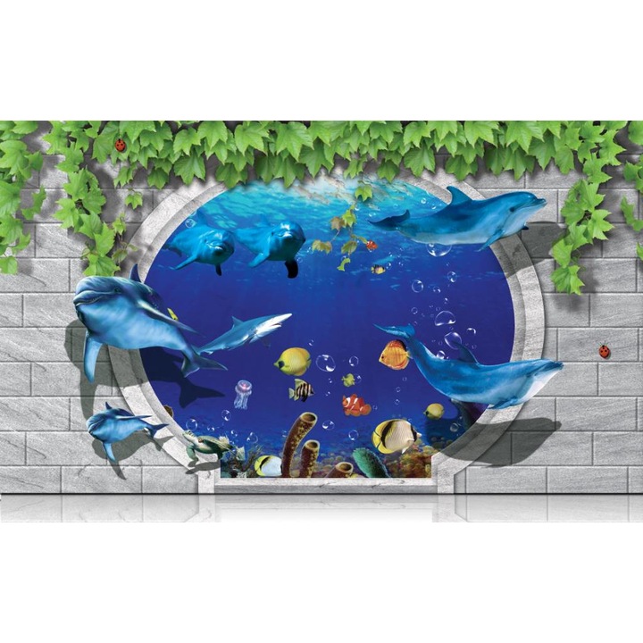 Fototapet PVC, Delfini 3D 2, 100x160 cm