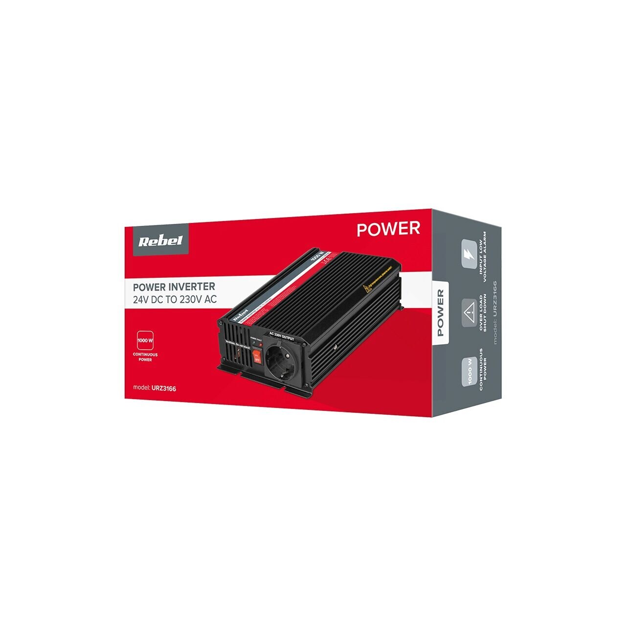 Invertor de tensiune, 24V-220V, putere 1000 W, Conectare la bricheta ...