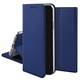 Кожен калъф Flip Cover, съвместим с Oppo A57 4G / A57 5G / A57s 4G / A77 4G / A77 5G, текстурен дизайн, Optim Protect с магнитно затваряне, Smart Soft Close, тип книга, джоб за портфейл, син