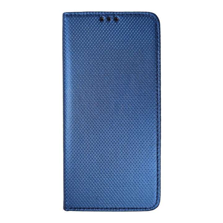 Кожен калъф Flip Cover, съвместим с Oppo A57 4G / A57 5G / A57s 4G / A77 4G / A77 5G, текстурен дизайн, Optim Protect с магнитно затваряне, Smart Soft Close, тип книга, джоб за портфейл, син