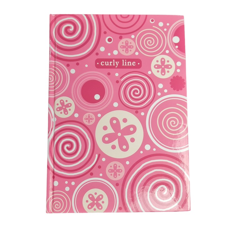 Block notes, MIXDesign, liniat dictando tip W A5 96 file, coperti cartonate, model Cercuri, Roz